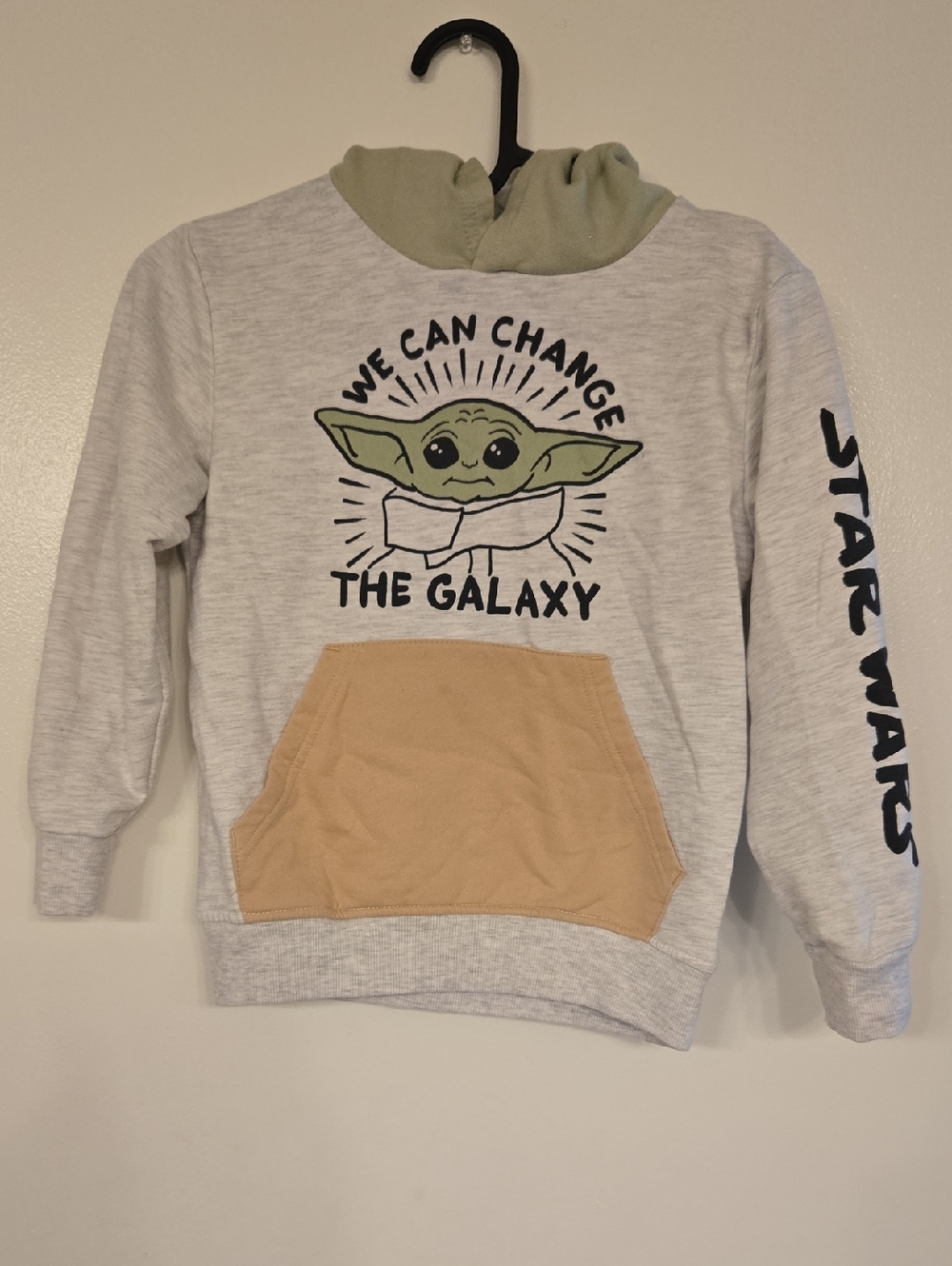 Star Wars Kids Hoodie in Gray with Green Hood and Tan Pocket